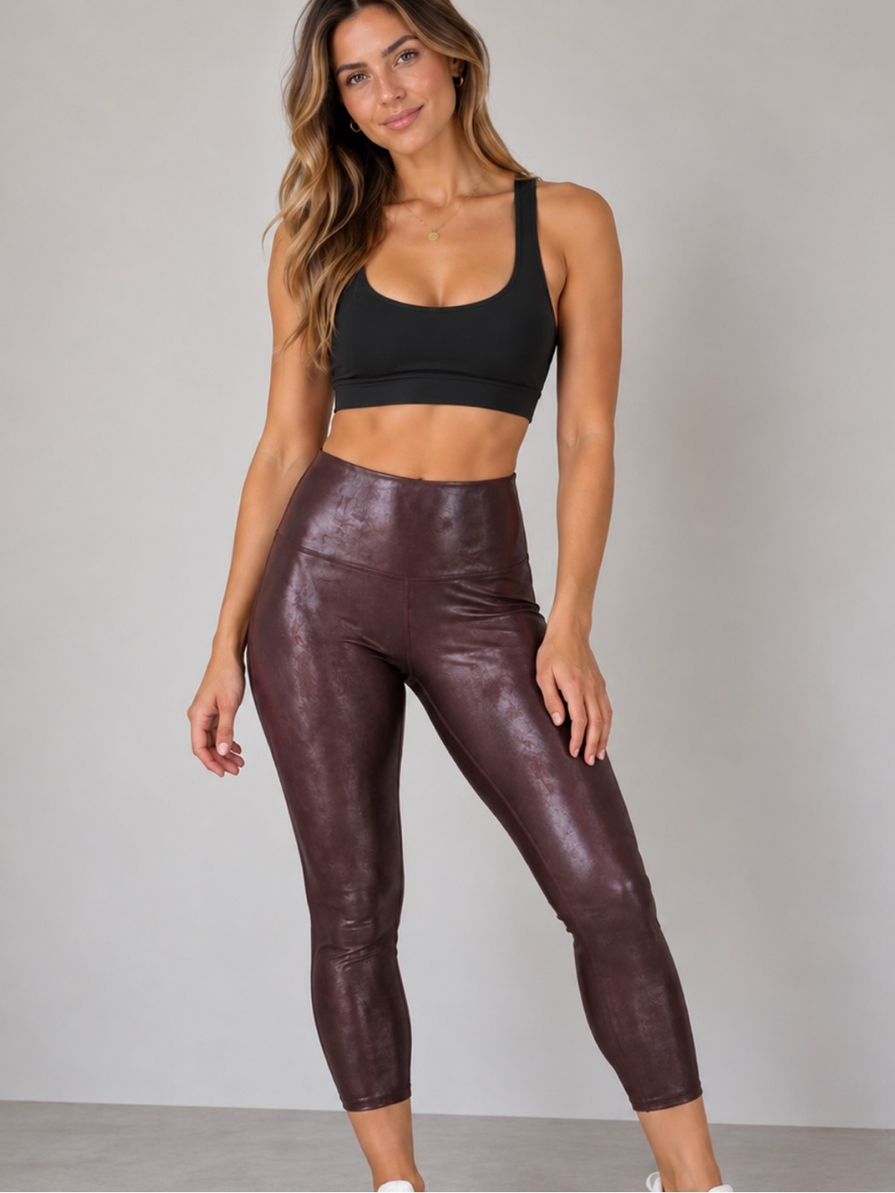 Spanx Faux Leather Red Cropped Leggings High Rise Moto Y2K Edgy Size M